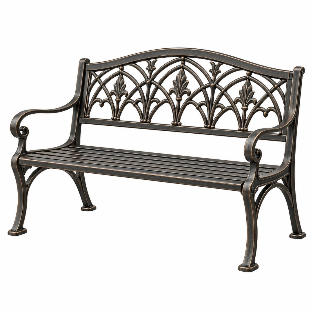 Gartenbank 125 x 60 x 90 cm Metall Bronze antiker Stil