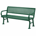 Gartenbank 150 x 60 x 85 cm aus Metall Grün mit Armlehnen