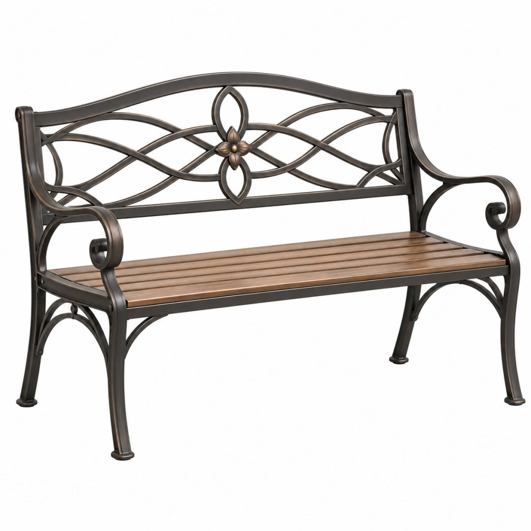 Gartenbank 120 x 60 x 90 cm aus Metall Braun im klassischen Stil