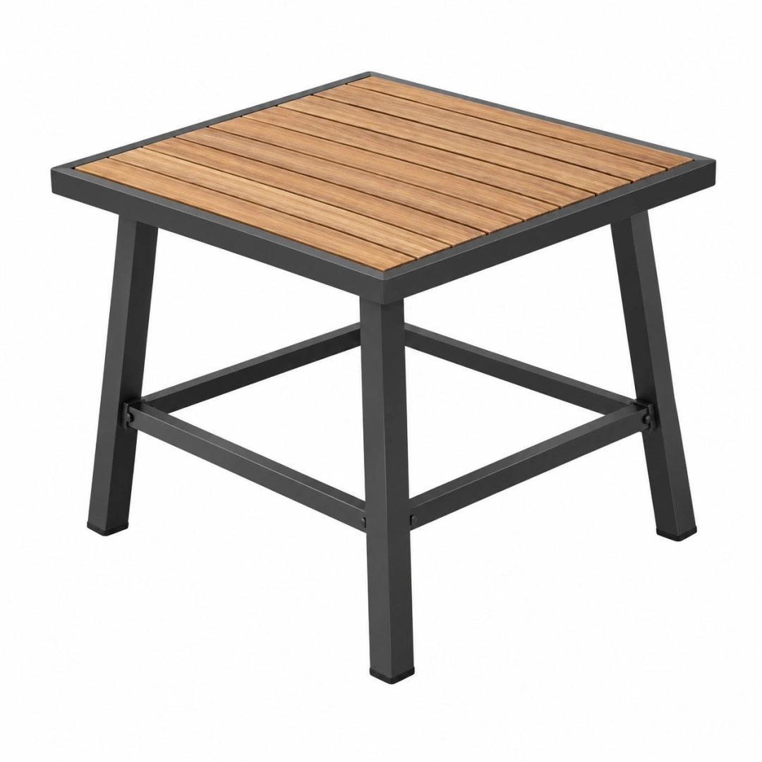 Gartentisch 80 x 80 x 75 cm Holz Metall Braun Schwarz quadratisch