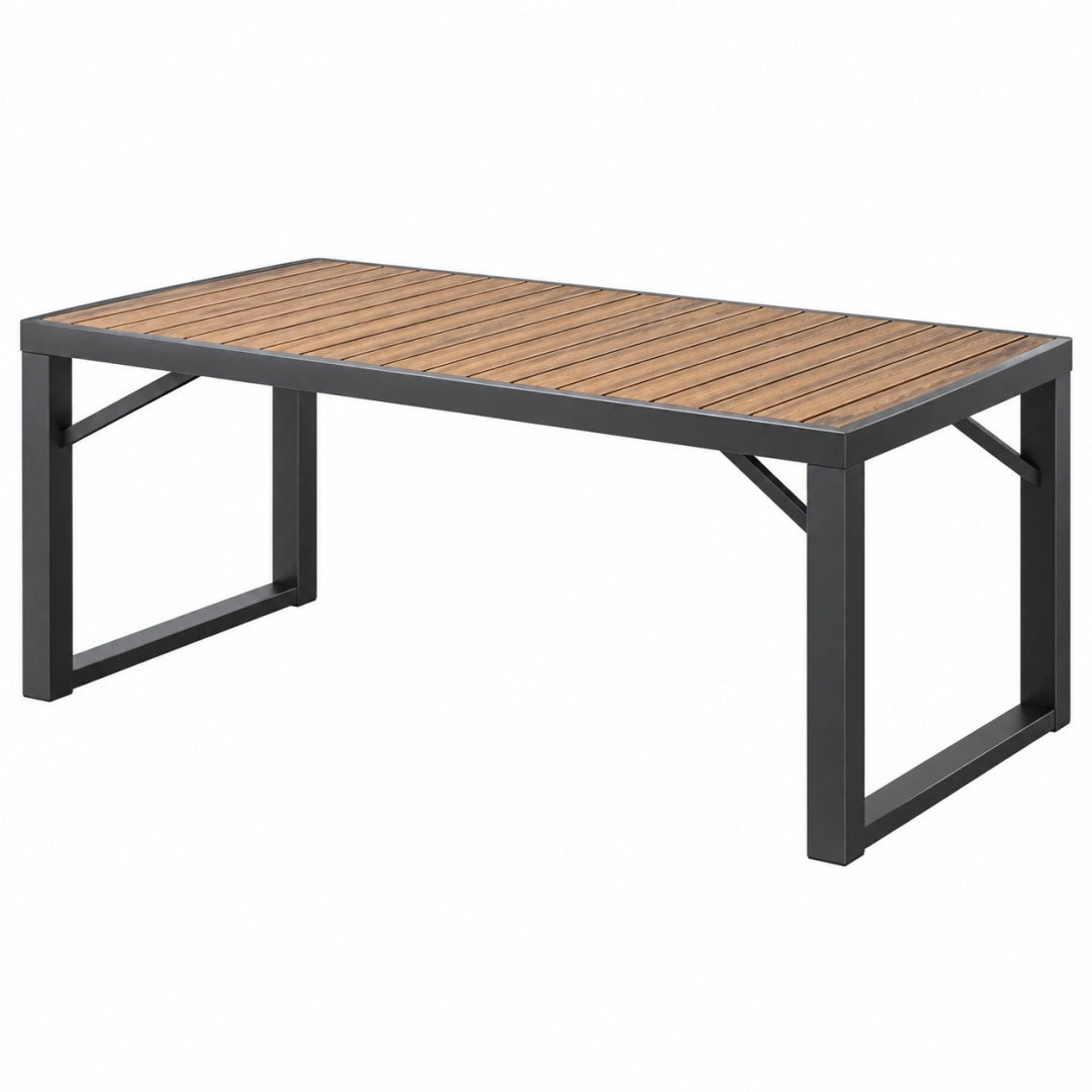 Gartentisch 180 x 90 x 75 cm Holz Metall Braun Schwarz rechteckig