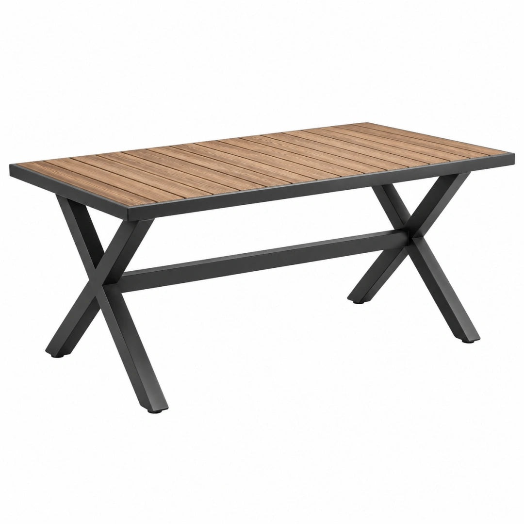 Gartentisch 180 x 90 x 75 cm Holz Metall Braun Schwarz mit X-Gestell