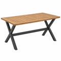 Gartentisch 180 x 90 x 75 cm Holz Braun mit schwarzem Metallgestell im Industriestil