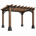 Pergola 300 x 300 x 250 cm Holz Metall Braun Schwarz mit Lamellendach für Garten
