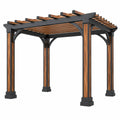 Gartenpergola 300 x 300 x 250 cm aus Metall Schwarz/Braun mit offenem Lattendach