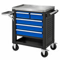 Werkzeugwagen 86 x 46 x 98 cm aus Stahl blau schwarz mit 6 Schubladen