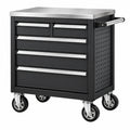 Werkstattwagen 78 x 46 x 97 cm aus Stahl schwarz silber mit fünf Schubladen und Rollen