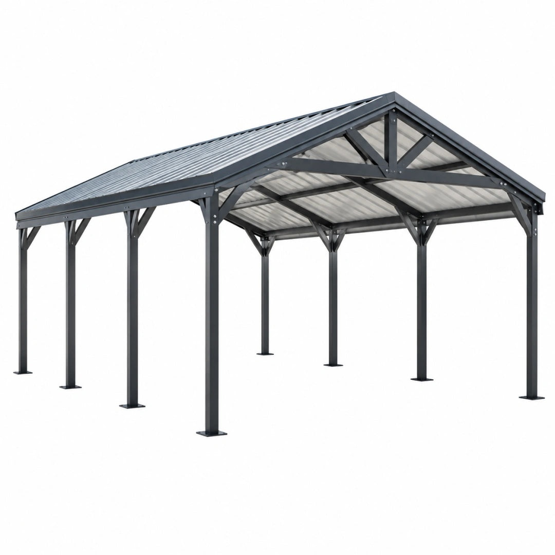Carport 500 x 300 x 250 cm Stahl Anthrazit mit Polycarbonatdach für Außenbereich