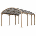 Carport Überdachung 600 x 300 x 280 cm Stahl Kunststoff Taupe Rauchgrau Bogenform