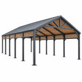 Carport 600 x 300 x 270 cm Metall Anthrazit Holzoptik mit Satteldach